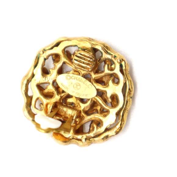 Chanel Gold Cutout CC Clip On Earrings - Picture 4 of 12